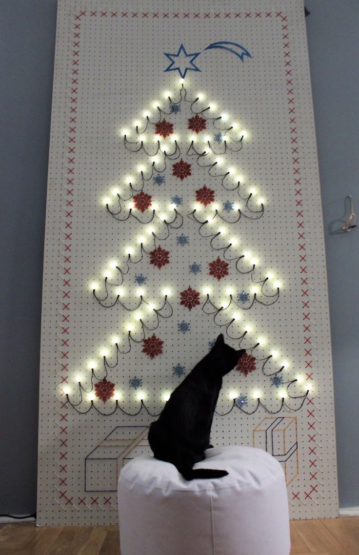 Cats Enjoyed My First (And Last) Live Christmas Tree Too Much 😪, So I Have Made More “Cat-Proof” One 😄