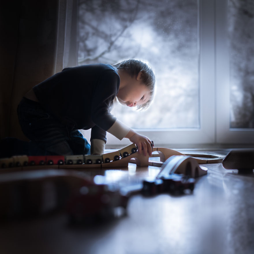 My Son Adam Playing With His Trains