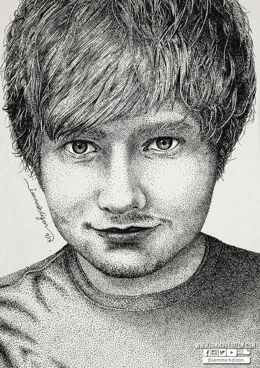 Ed Sheeran Portrait Made With Hundred Thousands Of Dots Ed Sheeran Portrait Made With Hundred Thousands Of Dots