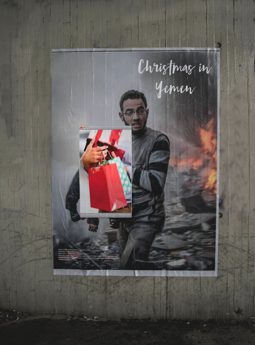Christmas In Yemen: I Created Thought-Provoking Billboards To Show The Brutal Contrast Christmas In Yemen: I Created Thought-Provoking Billboards To Show The Brutal Contrast