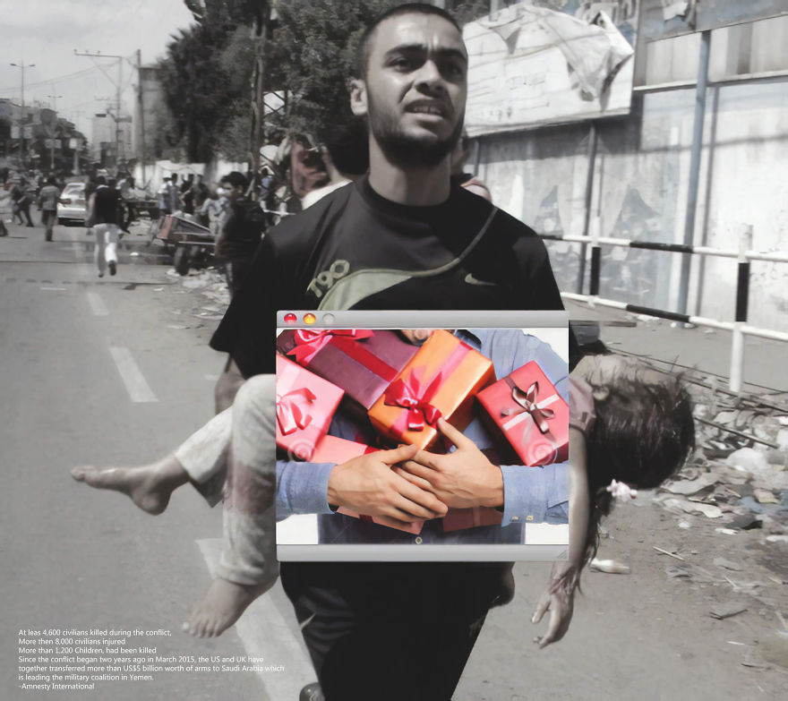 Christmas In Yemen: I Created Thought-Provoking Billboards To Show The Brutal Contrast Christmas In Yemen: I Created Thought-Provoking Billboards To Show The Brutal Contrast