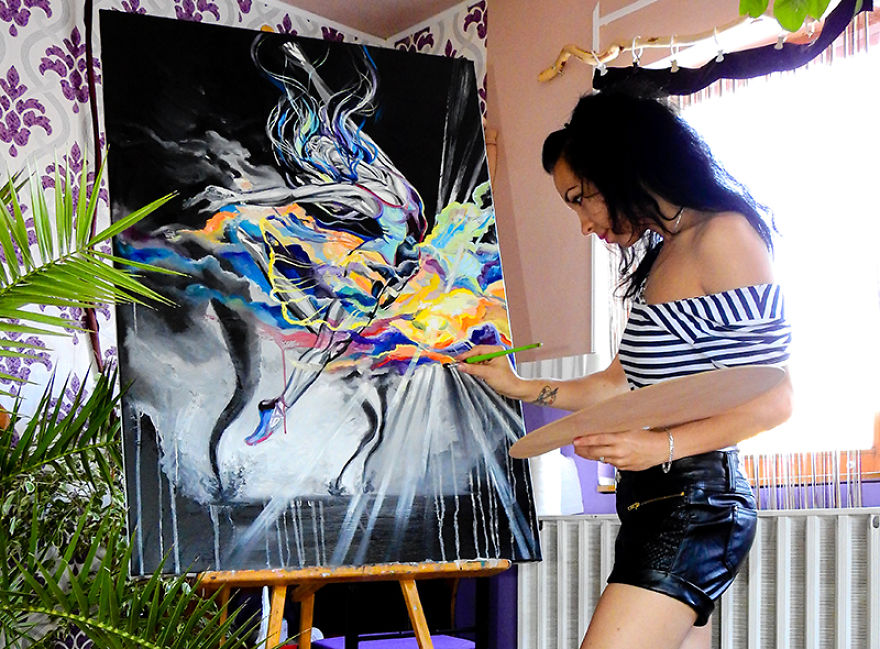 I Combined Oil Painted Ballerinas With The 4 Classical Elements To Respect Dancer&rsquo;s Hard Work Behind The Scene