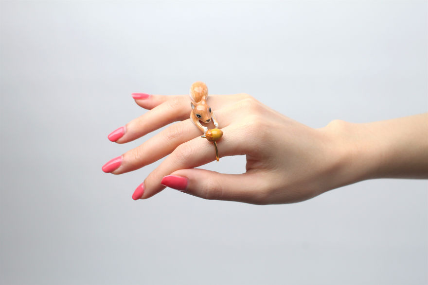 Mary Lou Orange Squirrel Trio Ring
