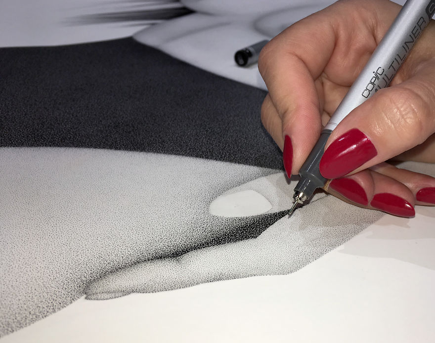 Life Size Stippling Of "Eden's Apple"