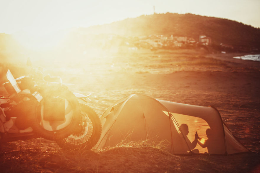 Our First Night Of Camping, On A Beach By The Black Sea, In Bulgaria