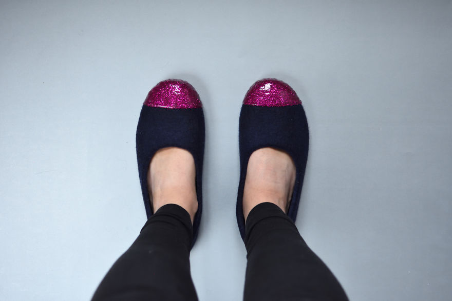 I Create Glittery Indoor Footwear From Wool And Call It My Job