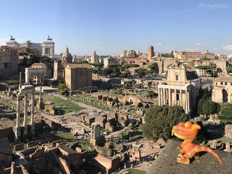 These Dinosaur-Mushroom Toys Have Traveled More Than Most People