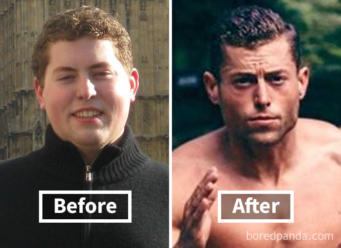 Before and after images showing face fat loss progress in weight loss journey.