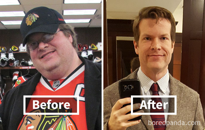 Before and after face fat loss, showing transformation in weight loss journey.
