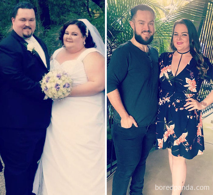 Couple's amazing before and after weight loss transformation.