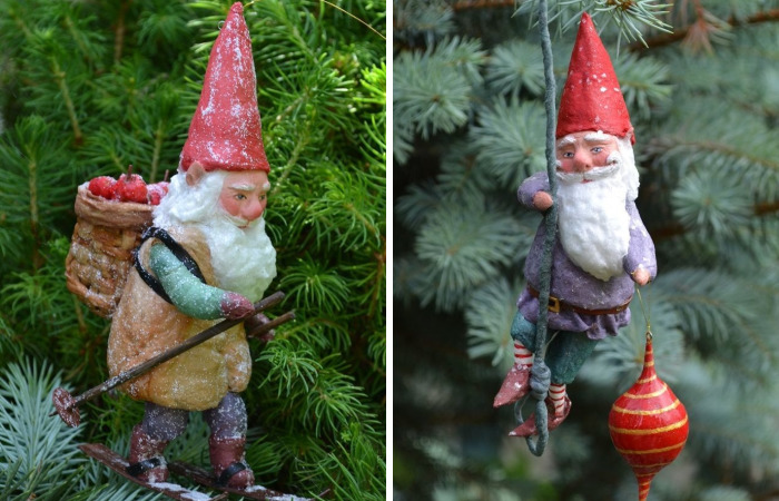 Russian Artist Models Lovely Paper-Mache Christmas Toys As If From The Past