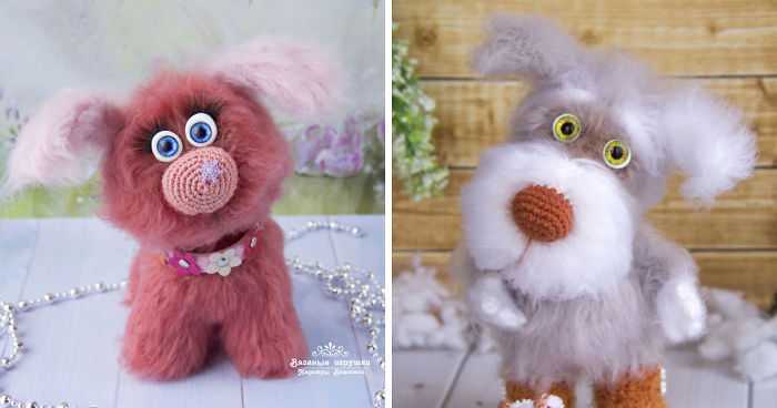 New Year Symbol: Fluffy Crocheted Dogs By Nadezhda Bianova