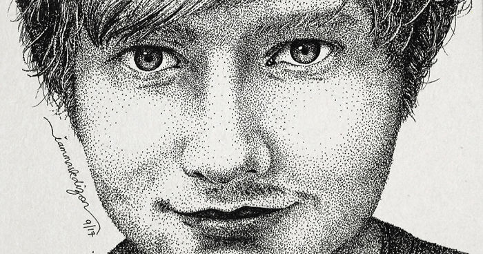 Ed Sheeran Portrait Made With Hundred Thousands Of Dots