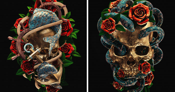 I Reimagined Traditional Tattoos As 3D Illustrations