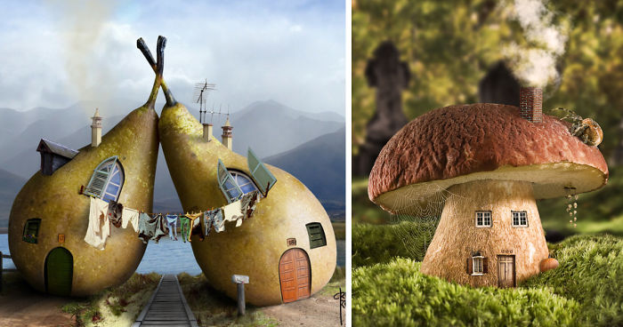 Artists Build Houses In Photoshop Using Everyday Objects And We Wouldn’t Mind Living In Some Of Them