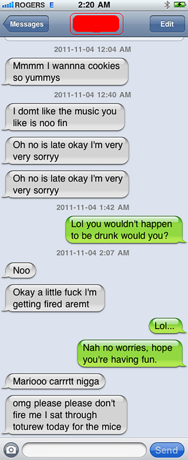 I Was Rudely Awaken From My Sleep By Drunk Text Messages From The Undergrad I Supervise In My Lab... Let's Just Say Mario Cart Saved Her Ass