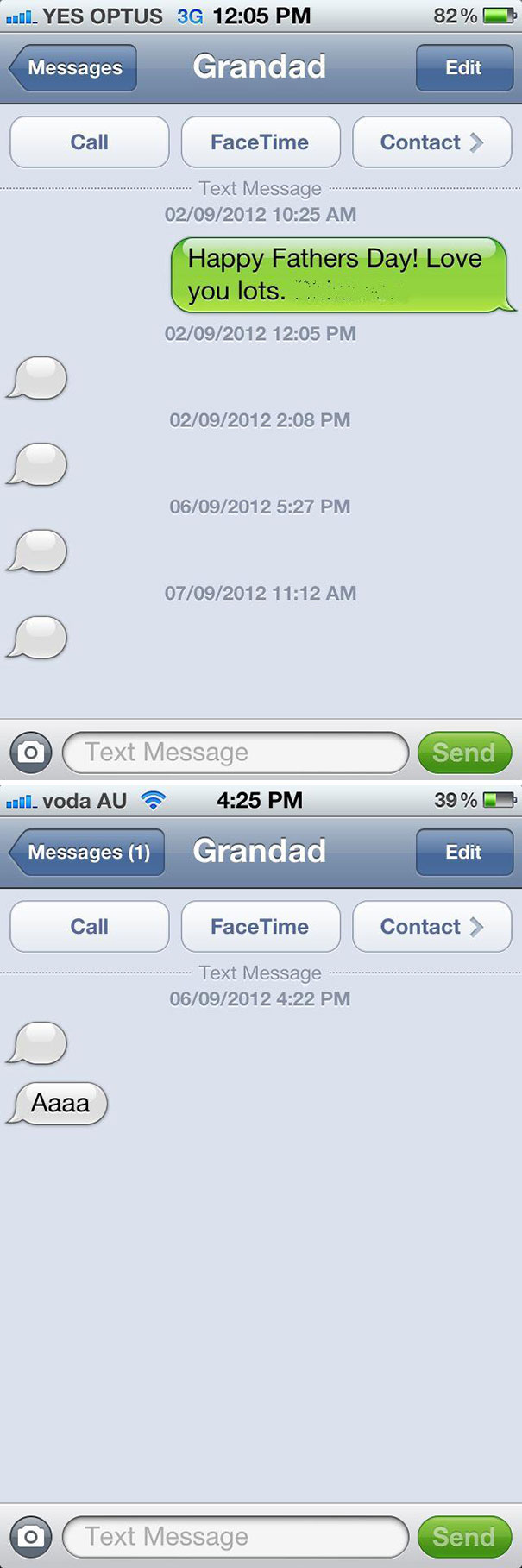 My Grandfather Recently Got A Mobile, And He's Been Trying To Figure Out Texting