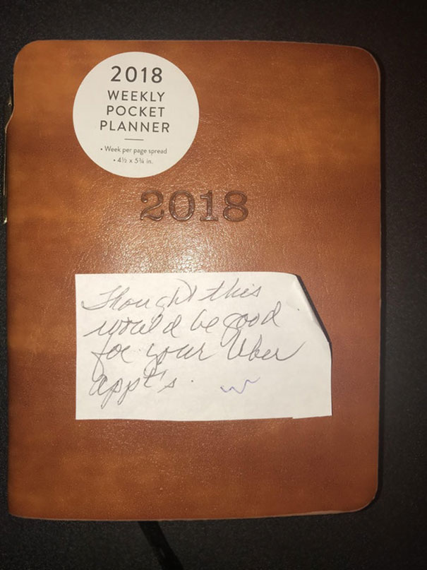 My Grandma Knows I’m An Uber Driver But Doesn’t Know How It Works. She Got Me This Planner And Wrote “Thought This Would Be Good For Your Uber Appt’s” She's Beyond Precious
