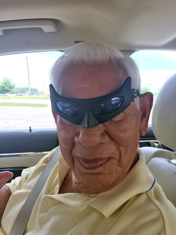 I Found Batman Glasses And Forgot I Left Them In My Grandpa's Car. He Sent Me This Picture
