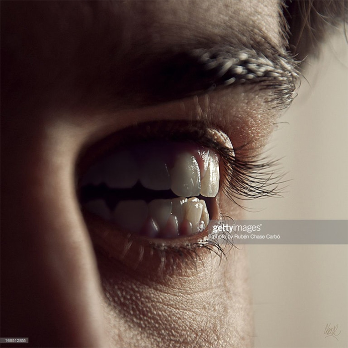 Realistic teeth photoshopped into eye