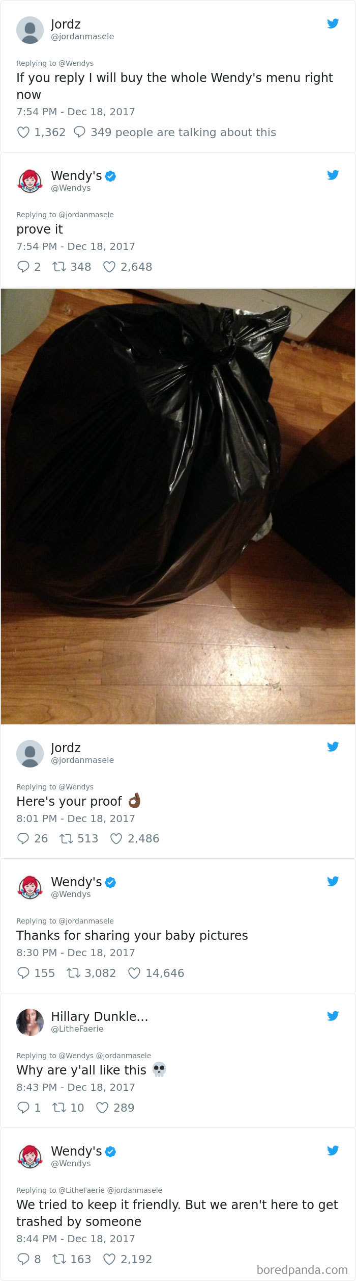 Wendy's hilarious Twitter roasts backfiring on user's boastful claim.