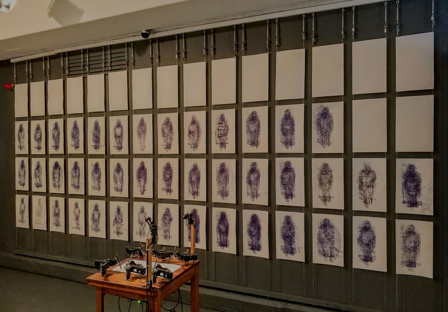 In This Exhibition In London My Robots Have Been Making Some Drawings Responding To The Visitors' Presence And The Gallery's Environment