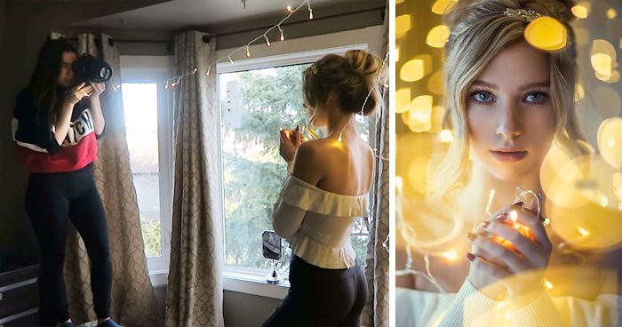 Photographer Reveals How To Take Stunning Portraits With Christmas Lights In Ordinary Bedroom, And Results Will Amaze You