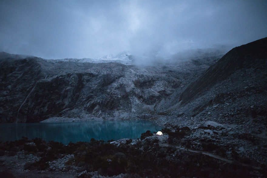We Spent The Night At A Glacier Lake In Peru At 4600 Meters