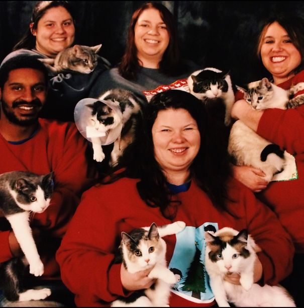 My Roommates And The 7 Cats We Had At The Time.