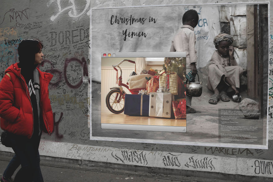 Christmas In Yemen: I Created Thought-Provoking Billboards To Show The Brutal Contrast Christmas In Yemen: I Created Thought-Provoking Billboards To Show The Brutal Contrast