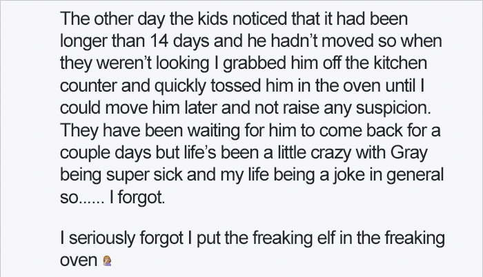 This Mom Had A Genius Idea On How To Get Out Of Moving The Family Elf, Did Not Expect It Would End So Horribly Wrong This Mom Had A Genius Idea On How To Get Out Of Moving The Family Elf, Did Not Expect It Would End So Horribly Wrong