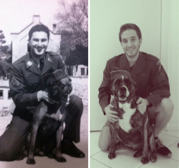 The Greatest Man I Know. My Grandfather And I, 60 Years Apart, Both Taken At 23-Years-Old And In The Same Jacket