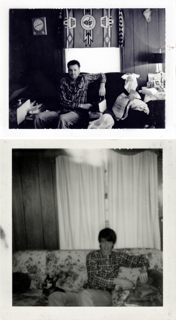 Found A Polariod Of My Dad From 34 Years Ago, Taken When He Was 30. I'm 30 Now So I Recreated The Photo At The Same Place In My Grandparents' House