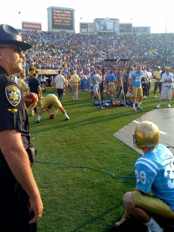 I Walked Out Onto The Sideline At The Rose Bowl In The First Half Of A Ucla Football Game And Watched The Remainder Of The Game With The Team And Players. I Pretended To Be On My Phone And Walked Straight Down And No One Even Gave Me A Second Look