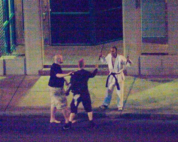 I Was Once Attacked By A Guy On Drugs Who Was Dressed In A Karate Outfit And Was Wielding Two Swords. In The End I Fought Him Off With My Skateboard