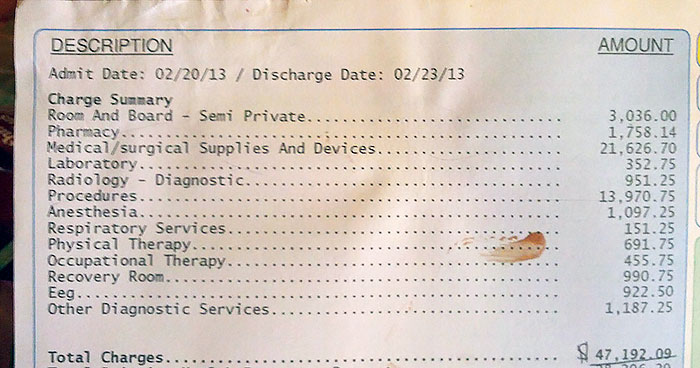 I'm An American, I'm Awake So Here's My Medical Bill. The Occupational Therapy Is Particularly Amusing. She Handed Me A Toothbrush