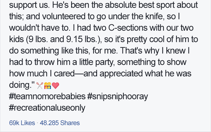 Wife Decides To Throw A Vasectomy Party To Celebrate Her Husband’s Selfless Act, And It’s Hilarious Wife Decides To Throw A Vasectomy Party To Celebrate Her Husband’s Selfless Act, And It’s Hilarious