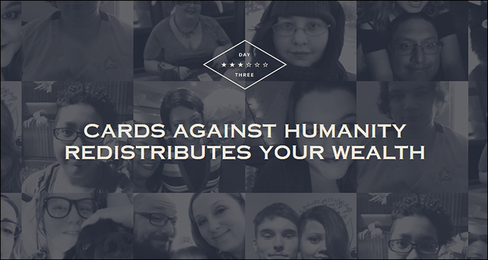 'Cards Against Humanity' Sends Checks To Their Lowest-Earning Customers And It's Bringing Attention To Wealth Inequality 'Cards Against Humanity' Sends Checks To Their Lowest-Earning Customers And It's Bringing Attention To Wealth Inequality