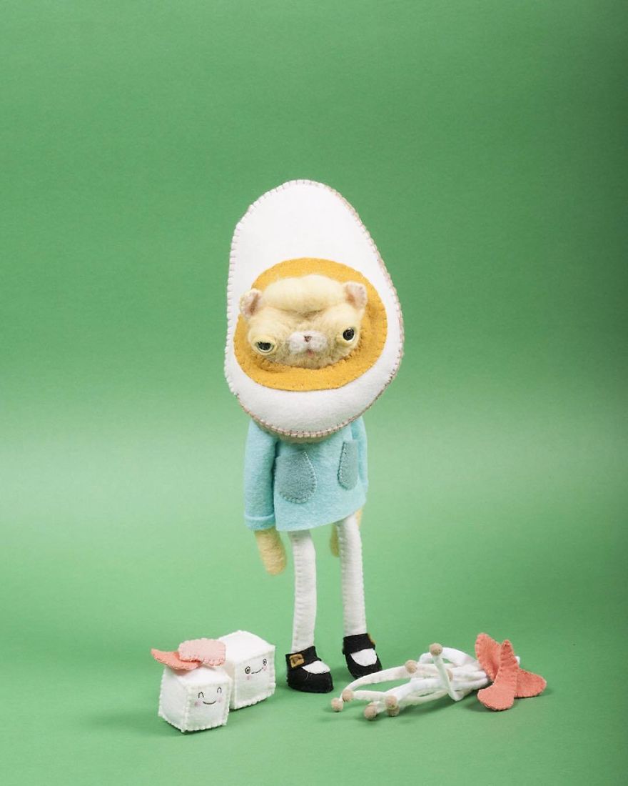 You Will Surely Want To Have A-Meet The Friendly Animals Made In Felt By The Artist Cat Rabbit