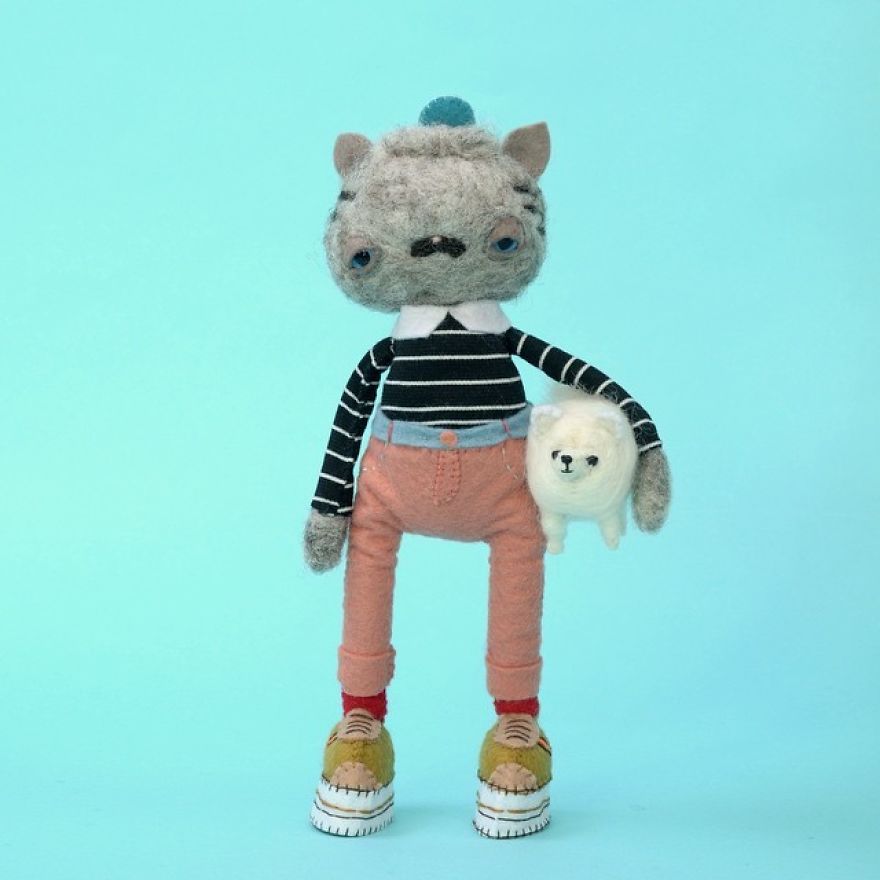 You Will Surely Want To Have A-Meet The Friendly Animals Made In Felt By The Artist Cat Rabbit