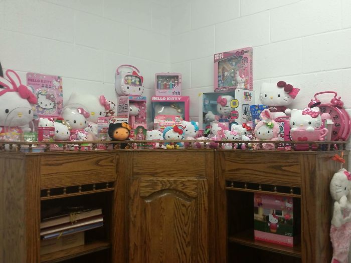 I Collect Anything Hello Kitty. This Is My Collection At The Office.
