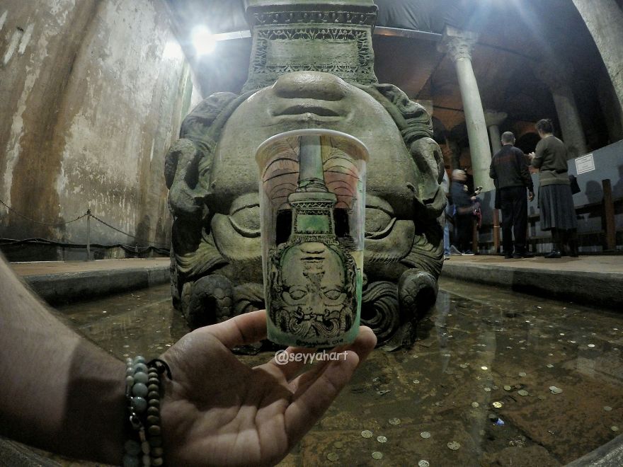 Basilica Cistern's Most Famous Column, Medusa Head