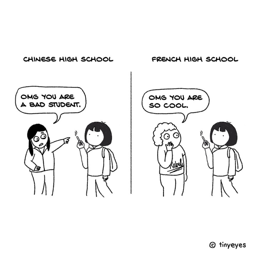 I Made These Comics To Compare Chinese Culture With Western Culture Through Everyday Life