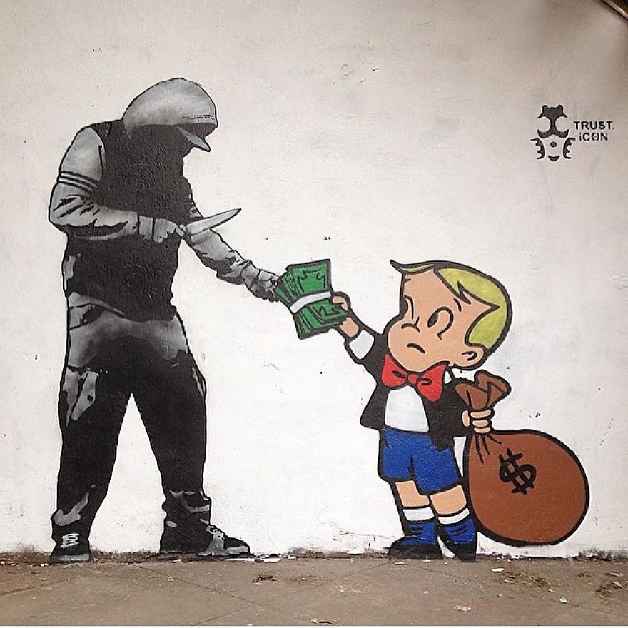 The Street Artist Forces The Viewer To Reflect When Seeing His Artworks On The Walls