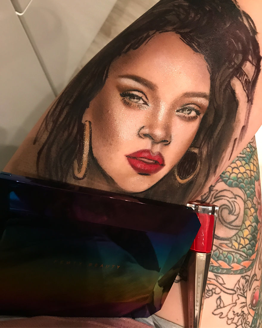 This Tattoo Artist Makes Portraits Of Rihanna Using The Makeup Line 'Fenty Beauty' This Tattoo Artist Makes Portraits Of Rihanna Using The Makeup Line 'Fenty Beauty'