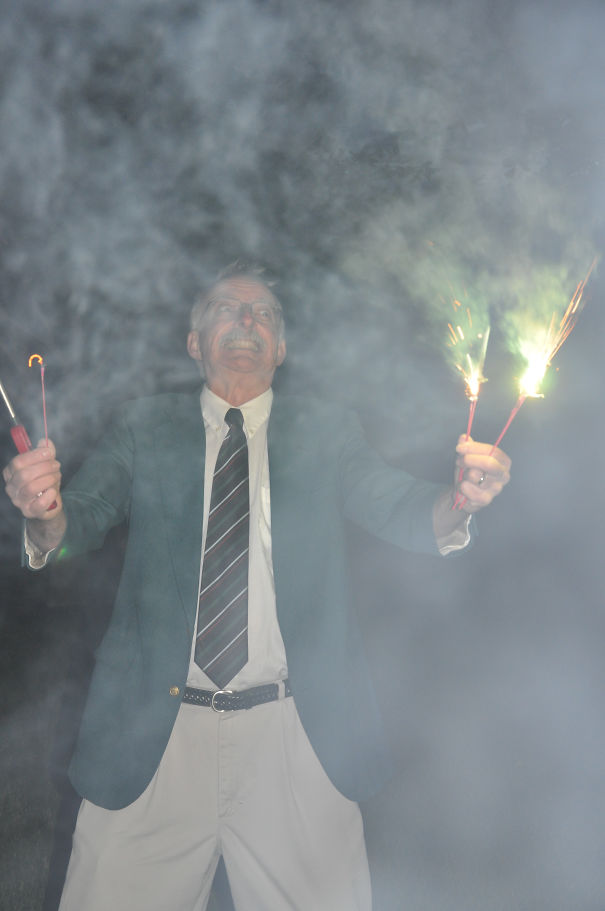 Had Sparklers At My Wedding Reception Last Night. I Think They Won Over My Father-In-Law