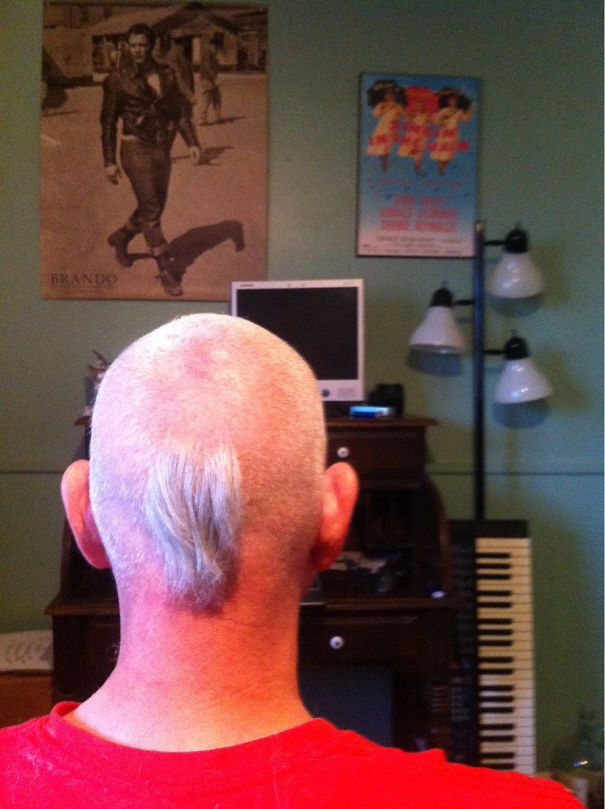 Why Yes Dad, I Will Shave Your Head For You! Took Him 24 Hours And A Trip To The Grocery Store To Realize