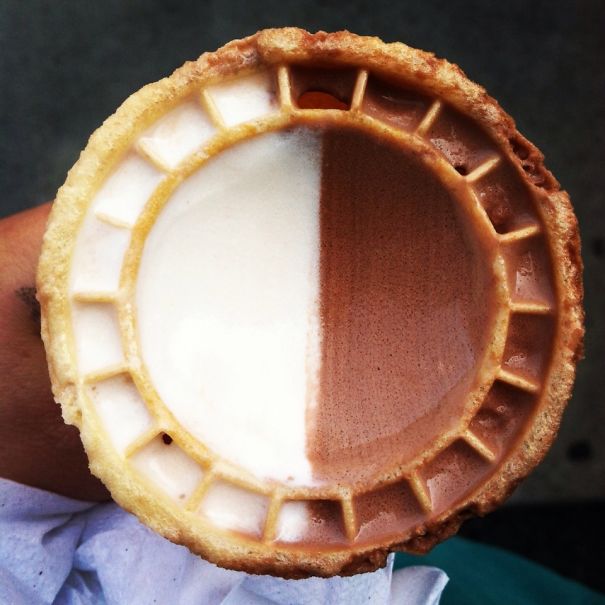 My Friend's Mixed Ice Cream Had A Perfect Split