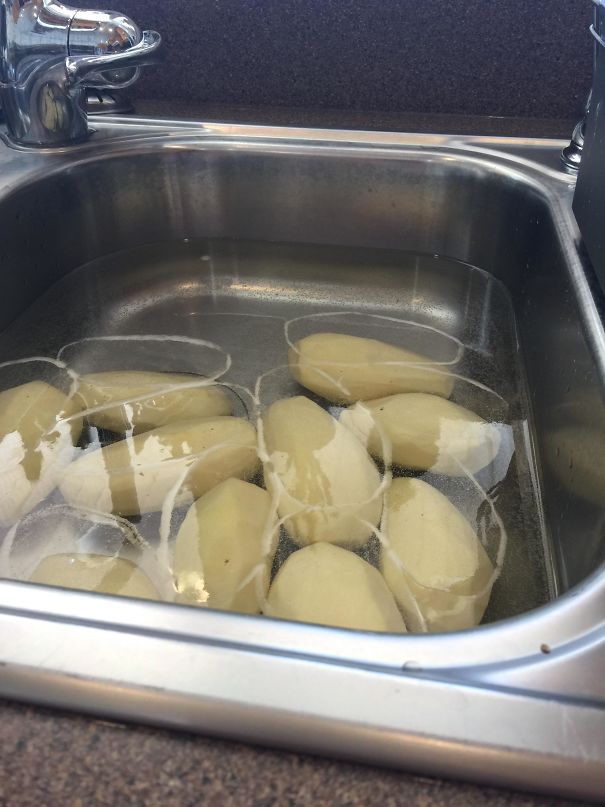 Starch Creating Perfect Outlines Of Potatoes