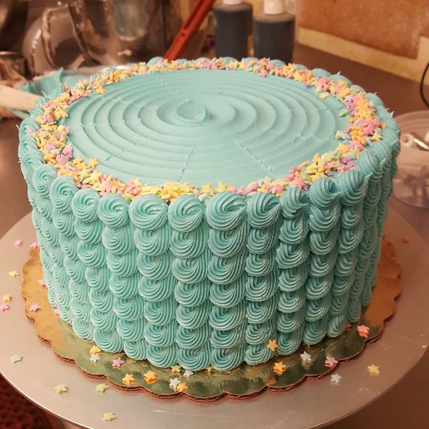 Blue Buttercream Swirly Cake